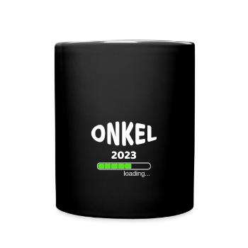 Onkel 2023 Geburt Schwangerschaft Babypinkeln Idee - Tasse einfarbig - Schwarz - Vorne