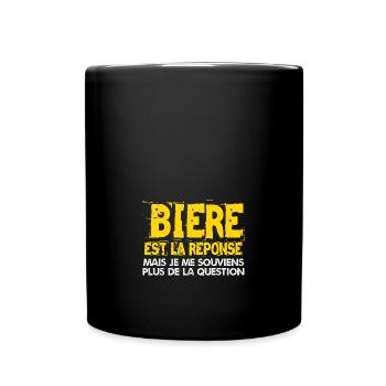 bière est la réponse - Mug uni - noir - Devant