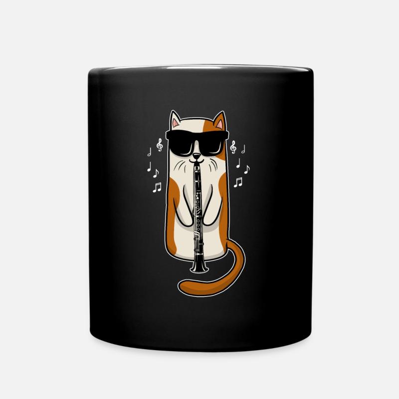 Clarinette Chat Musicien Kitty Instrument de musique - Mug uni - noir