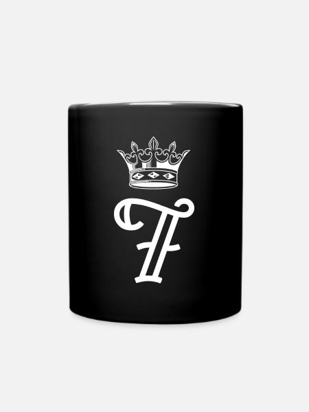 7 Zahl Krone - Tasse einfarbig - Schwarz
