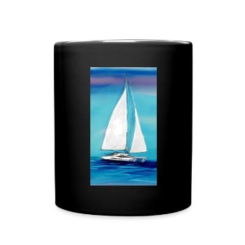 Sailors love the catamaran Catamaran Waves Wind - Full Colour Mug - black - Front