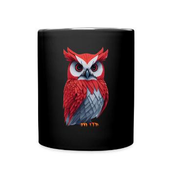 Eule Owl Lustig Farbenfroh Eulenliebhaber - Tasse einfarbig - Schwarz - Vorne