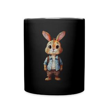 Süßer Hase Osterhase - Tasse einfarbig - Schwarz - Vorne