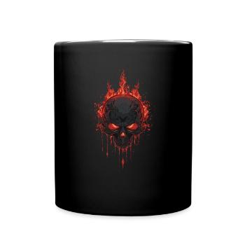 Skull with flames - Full Colour Mug - black - Front
