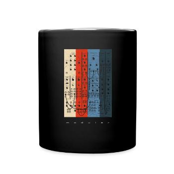 Vintage Modular Synthesizer - Analog Synth Nerd - Full Colour Mug - black - Front