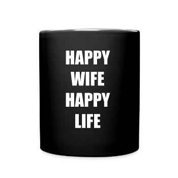 HAPPY WIFE HAPPY LIFE - Full Colour Mug - black - Front
