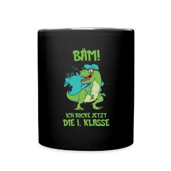 Schulanfang Geschenke Einschulung Erste Klasse - Tasse einfarbig - Schwarz - Vorne