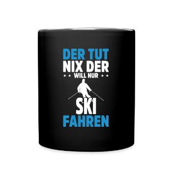Skifahren Skifahrer Skiurlaub Ski Wintersport - Tasse einfarbig - Schwarz - Vorne