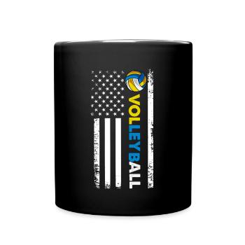 Volleyball USA Flagge Volleyballtrainer - Tasse einfarbig - Schwarz - Vorne