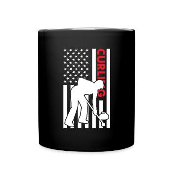 Sport Us Flag Curling - Full Colour Mug - black - Front