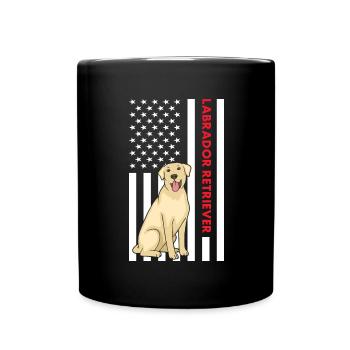 Labrador Retriever Us Flag - Full Colour Mug - black - Front