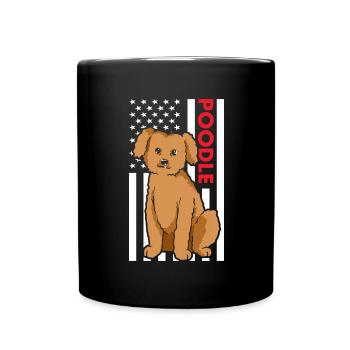 Caniche Us Flag - Mug uni - noir - Devant