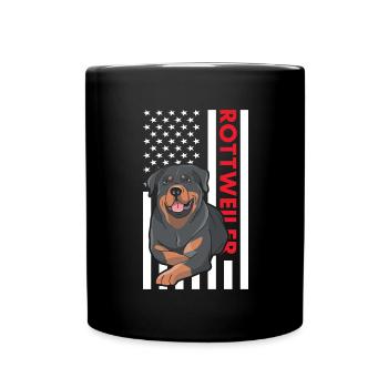 Rottweiler Us Flag - Tasse einfarbig - Schwarz - Vorne