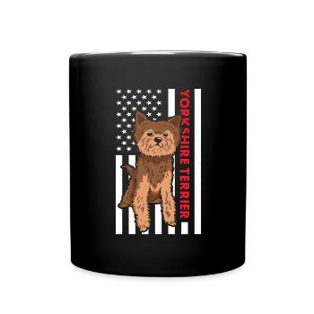 Yorkshire Terrier Us Flag - Mug uni - noir - Devant