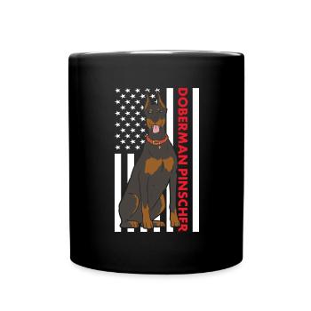 Doberman Pinscher Us Flag - Mug uni - noir - Devant