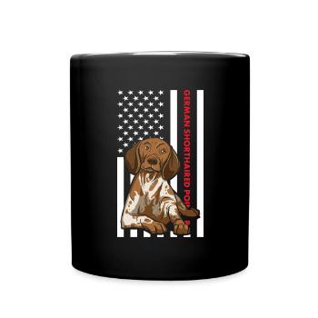 German Shorthaired Pointer Us Flag - Tasse einfarbig - Schwarz - Vorne