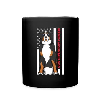 Bernese Mountain Dog Us Flag - Full Colour Mug - black - Front