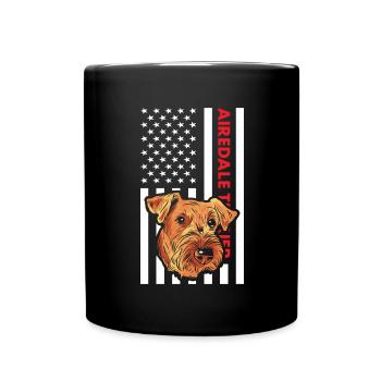 Airedale Terrier Us drapeau - Mug uni - noir - Devant