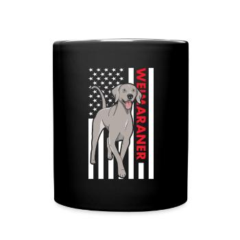 Braque de Weimar Us Flag - Mug uni - noir - Devant