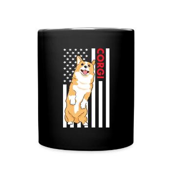 Chien Corgi Us drapeau - Mug uni - noir - Devant