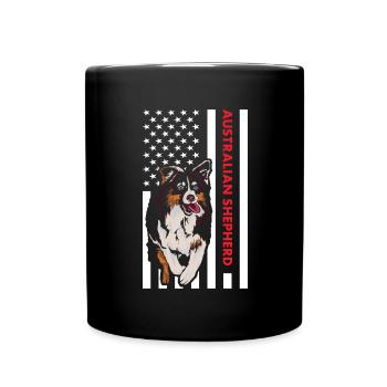 Dog Aussie Us Flag - Tasse einfarbig - Schwarz - Vorne