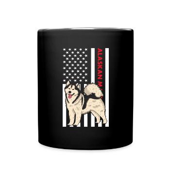 Alaskan Malamute Us Flag - Full Colour Mug - black - Front