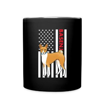 Chien Basenji Us drapeau - Mug uni - noir - Devant