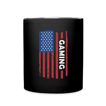 Gamer Us Flag Gaming - Tasse einfarbig - Schwarz - Vorne