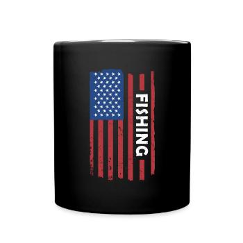 Fisher Us Flag Pêche - Mug uni - noir - Devant