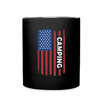 Camper Us Flag Camping - Full Colour Mug - black - Front