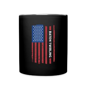 Baton Twirler Us Flag Baton Twirling - Full Colour Mug - black - Front
