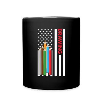 Tiroir Us drapeau dessin - Mug uni - noir - Devant