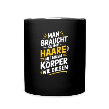Haarausfall Glatze Frisur , Lustiges Glatzenträger - Tasse einfarbig - Schwarz - Vorne