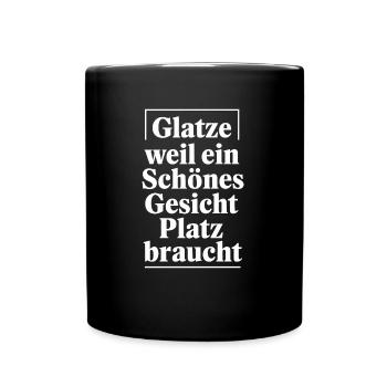 Frisur Glatze Haarausfall, Lustiges Glatzenträger - Tasse einfarbig - Schwarz - Vorne