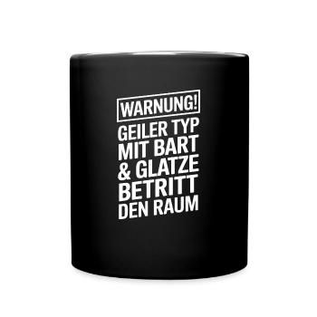 Glatze Frisur Haarausfall, Glatzenträger - Tasse einfarbig - Schwarz - Vorne