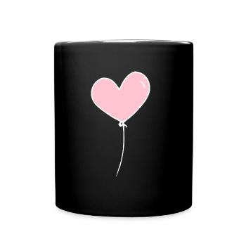 Pink heart balloon white - Full Colour Mug - black - Front