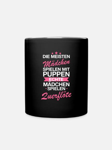 Querflöte Querflötist Flöte Instrument Spruch - Tasse einfarbig - Schwarz