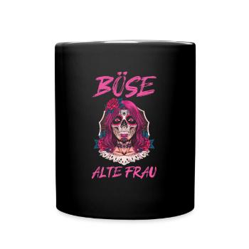 Böse Alte Frau - Tasse einfarbig - Schwarz - Vorne