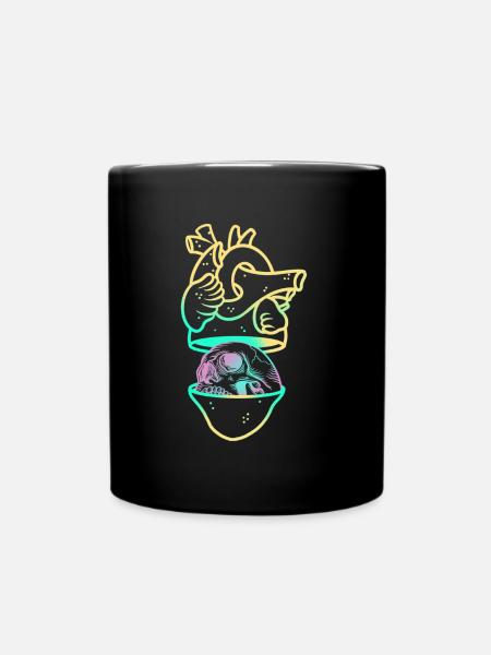 Herzschädel 1 gelb - Tasse einfarbig - Schwarz