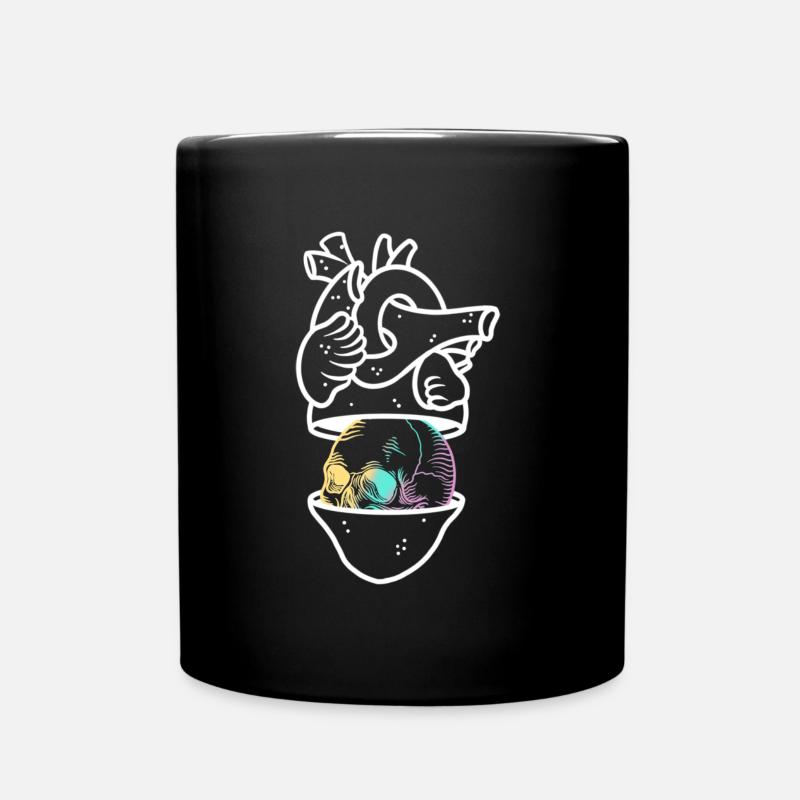 Herzschädel 2 weiß - Tasse einfarbig - Schwarz
