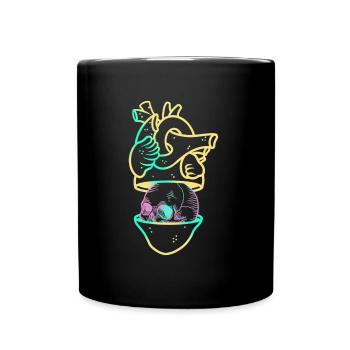 Heart Skull 2 yellow - Mug uni - noir - Devant