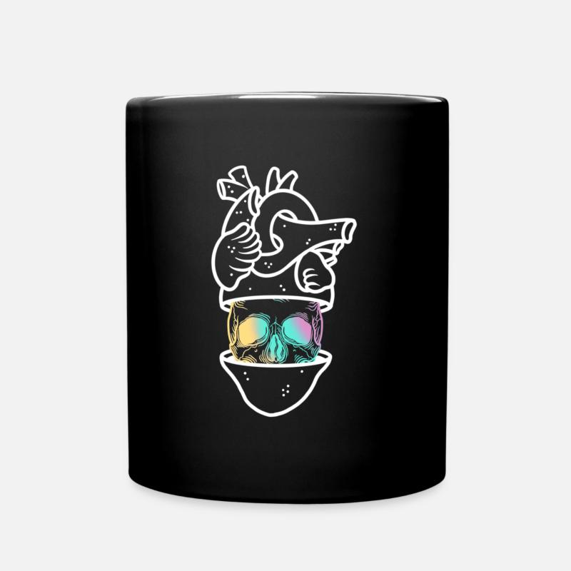 Heart Skull 3 weiß - Tasse einfarbig - Schwarz