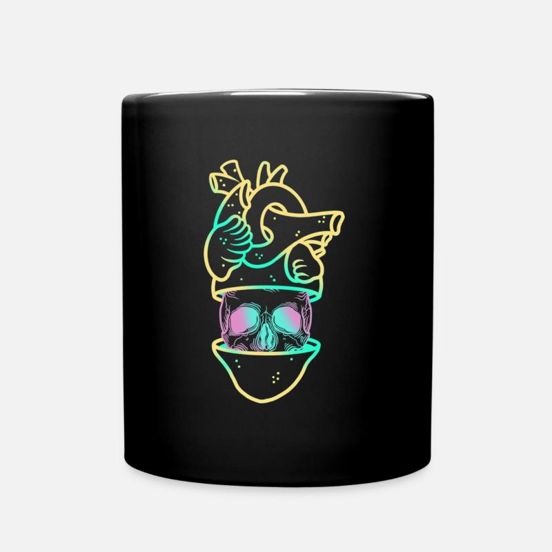 Herzschädel 3 gelb - Tasse einfarbig - Schwarz