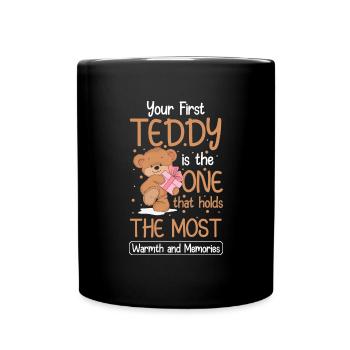 Teddy Kuscheltier Familie - Tasse einfarbig - Schwarz - Vorne
