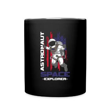 Astronaut Raumanzug Rakete - Tasse einfarbig - Schwarz - Vorne
