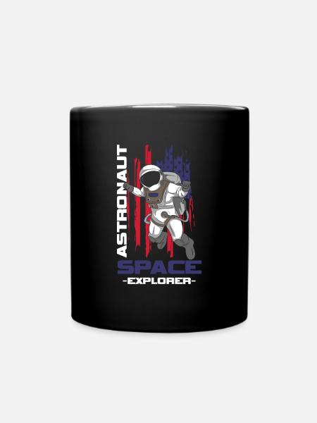 Astronaut Spacesuit Rocket - Full Colour Mug - black