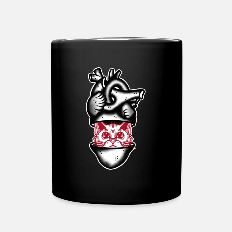Heart Cat black and red - Mug uni - noir