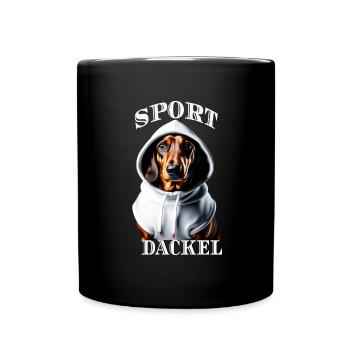 Lustiger Hundesport Hund Hundehalter Dackel - Tasse einfarbig - Schwarz - Vorne