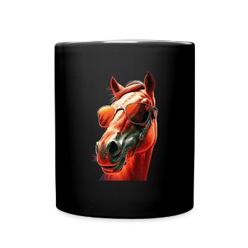 cadeau équitation chevaux lunette soleil humour - Mug uni - noir - Devant