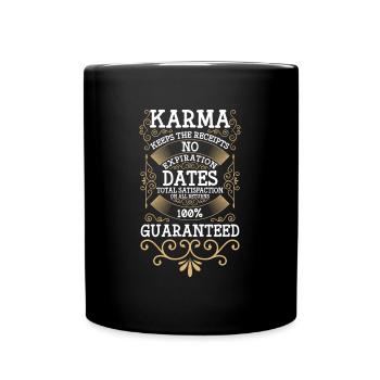 Karma Leben - Tasse einfarbig - Schwarz - Vorne